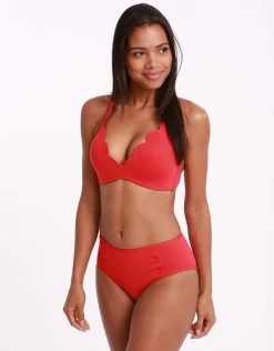 Seafolly Swim Petal Edge Mid Rise Bikini Bottom - Chilli -Fashionable Swimwear Store 0200469