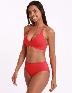 Seafolly Swim Petal Edge Mid Rise Bikini Bottom - Chilli -Fashionable Swimwear Store 0200479