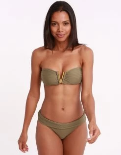Venice Fold Over Bikini Bottom - Khaki -Fashionable Swimwear Store 0204000 2
