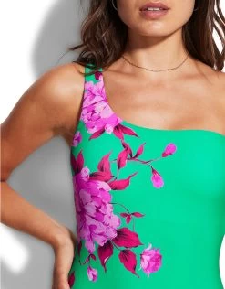 Seafolly Full Bloom One Shoulder Swimsuit - Jade -Fashionable Swimwear Store 11014 932 Jade 5