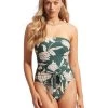 Seafolly Fleur De Bloom DD Bandeau Swimsuit - Evergreen -Fashionable Swimwear Store 11018DD983 Evergreen 1