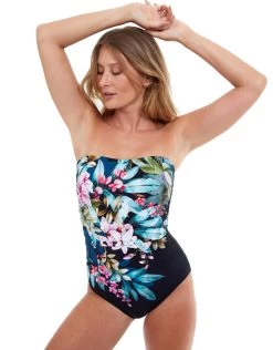 Dusk Bloom Bandeau Swimsuit - Floral -Fashionable Swimwear Store 22DB070 018 F2