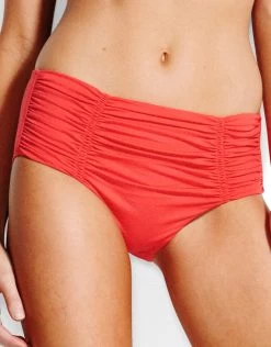 Seafolly Swim Gathered Front Retro Bikini Bottom - Chilli