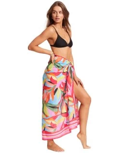 Seafolly Tropfest Pareo -Fashionable Swimwear Store 31394 978 Aquamarine 54744 SG Aquamarine 3