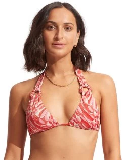 Seafolly Poolside Slide Tri Bikini Top - Pink Chintz