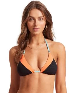 Seafolly Slice Of Splice Slide Tri Bikini Top - Black