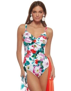 Melania Underwired Crossover Swimsuit - Floral Multi