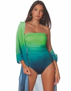 Brasil Ruched Bandeau Swimsuit - Turquoise Ombre