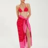 Malika Printed Sarong - Red -Fashionable Swimwear Store 414 751 035 2