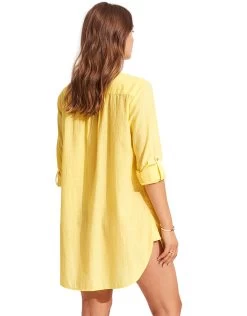 Seafolly Boyfriend Beach Shirt - Lemon -Fashionable Swimwear Store 52815 TO Lemon 3