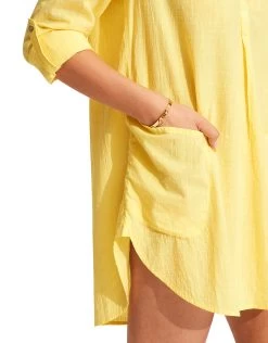 Seafolly Boyfriend Beach Shirt - Lemon -Fashionable Swimwear Store 52815 TO Lemon 5