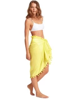 Seafolly Cotton Gauze Sarong - Celery -Fashionable Swimwear Store 52965 SG Celery 2