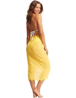 Seafolly Cotton Gauze Sarong - Citron -Fashionable Swimwear Store 52965 SG Citron 2819