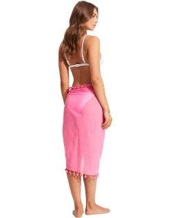 Seafolly Cotton Gauze Sarong - Pink -Fashionable Swimwear Store 52965 SG Pink 3