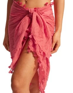 Seafolly Cotton Gauze Sarong - Sun Kissed Coral -Fashionable Swimwear Store 52965 SG Sunkissed Coral 2838