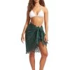 Seafolly Cotton Gauze Sarong - Evergreen -Fashionable Swimwear Store 52965 SGEvergreen 31298 861 White 1