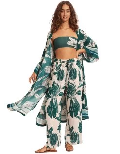 Seafolly Fleur De Bloom Kimono - Evergreen