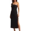 Seafolly Second Wave One Shoulder Midi Dress - Black -Fashionable Swimwear Store 54804 DRBlack 1