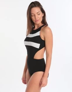 Profile Formula One Sports High Neck One Piece - Black White -Fashionable Swimwear Store 71995 Gtx 2