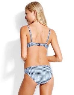 Seafolly Capri Check Hipster Bikini Bottom - Indigo -Fashionable Swimwear Store 74471 SF 3