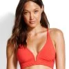 Seafolly Swim Quilted Longline Triangle Bikini Top - Chilli Red -Fashionable Swimwear Store 74496 SF 1