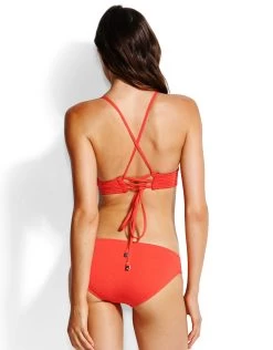 Seafolly Swim Quilted Longline Triangle Bikini Top - Chilli Red -Fashionable Swimwear Store 74496 SF 3