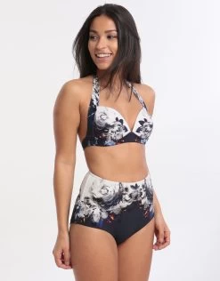 Picturesque 50s Moulded Halter Bikini Top - Ink White -Fashionable Swimwear Store 74763 Jets 11