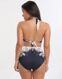 Picturesque 50s Moulded Halter Bikini Top - Ink White -Fashionable Swimwear Store 74763 Jets 13