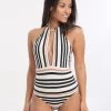 Vista High Neck Swimsuit - Black White -Fashionable Swimwear Store 74765 Jets 1