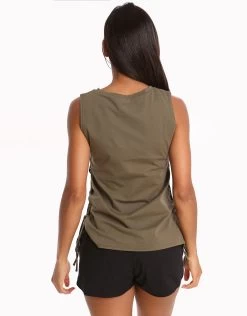Seafolly Active Lace Up Singlet Top - Dark Olive -Fashionable Swimwear Store 76742 SF 1 4