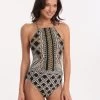 Chains Of Gold High Neck Swimsuit - Multi Black 1 Chains Of Gold High Neck Swimsuit - Multi Black -Fashionable Swimwear Store 77128 1