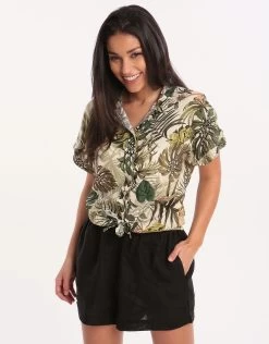 Banana Moon Frezia Malika Tie Front Shirt - Natural 8 Banana Moon Frezia Malika Tie Front Shirt - Natural -Fashionable Swimwear Store 77570 BM 3