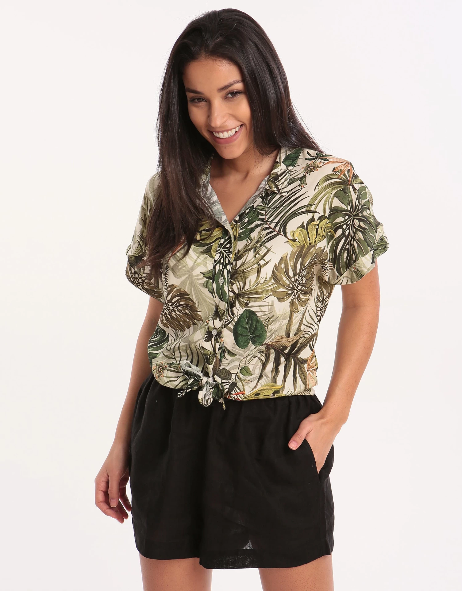 Banana Moon Frezia Malika Tie Front Shirt - Natural 5 Banana Moon Frezia Malika Tie Front Shirt - Natural - Image 3