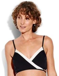 Seafolly Pop Block Wrap Front Booster - Black