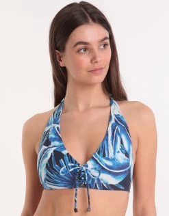 Tahiti Reversible Lacing Bikini Top- Navy