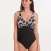 Saint Tropez DD/E Underwired Wrap Swimsuit- Black -Fashionable Swimwear Store 78934 MT 1 1