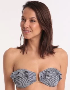 Melissa Odabash St Kitts Bandeau Bikini Top - Navy Gingham