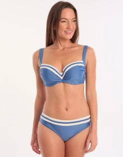 Panache Portofino Moulded Balconnet Bikini Top - Denim Ivory -Fashionable Swimwear Store 79532 PN 1 2