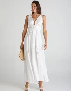 Luxe Linen Amore Dress - Signet -Fashionable Swimwear Store Aqua Blu Australia Womens Apparel Luxe Linen Signet AP2109LL FR