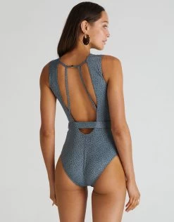 Dove Brianna One Piece Swimsuit - Dove Grey -Fashionable Swimwear Store Aqua Blu Dove A21048BB BK