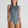 Dove Brianna One Piece Swimsuit - Dove Grey -Fashionable Swimwear Store Aqua Blu Dove A21048BB FR