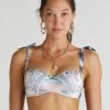 Indianic Naomi Bandeau Bikini Top - Floral -Fashionable Swimwear Store Aqua Blu Indianic A21050IN A21055IN TOP