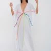 Braided Front Kaftan - White -Fashionable Swimwear Store BFTS WH 1