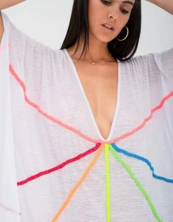 Braided Front Kaftan - White 9 Braided Front Kaftan - White -Fashionable Swimwear Store BFTS WH 2