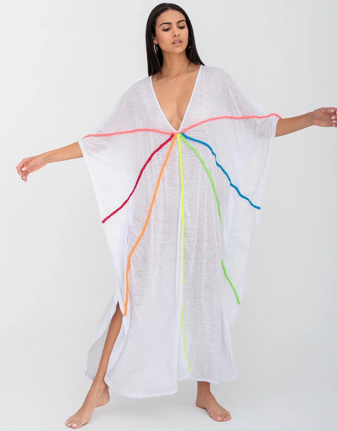 Braided Front Kaftan - White 4 Braided Front Kaftan - White - Image 2