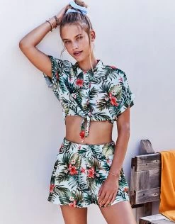 Banana Moon Iquitosvoil Kaimi Cropped Shirt - Sky -Fashionable Swimwear Store BM IquitosVoile Set