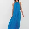 Braided Neck Maxi Dress - Blue