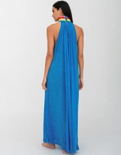 Braided Neck Maxi Dress - Blue 7 Braided Neck Maxi Dress - Blue -Fashionable Swimwear Store BNMX BLU 2