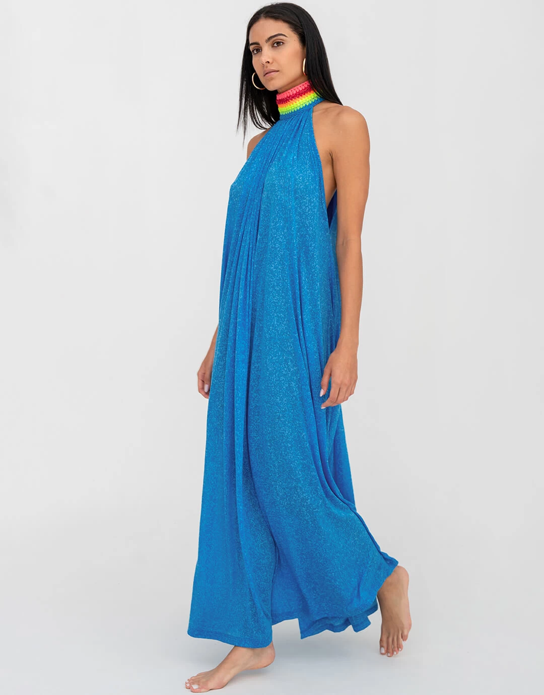 Braided Neck Maxi Dress - Blue 4 Braided Neck Maxi Dress - Blue - Image 2