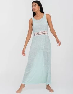 Contrast Braid Cut Out Dress - Aqua